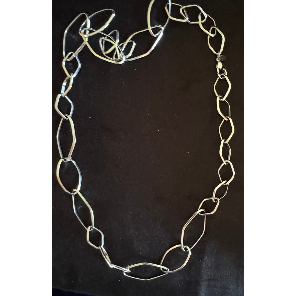 Retro Silver Tone Large Link Necklace 30” Long Statement Chain Jewelry N253